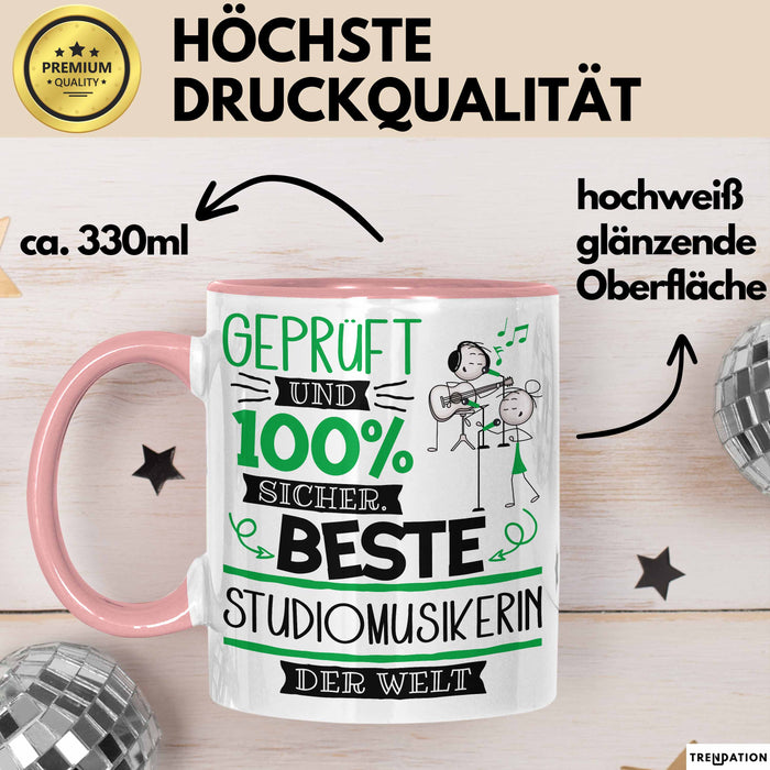 Beste Studiomusikerin Der Welt Tasse Geschenk für Eine Studiomusikerin Geprüft Und Sicher Geschenkidee Geburtstag Weihnachten Rosa Trendation