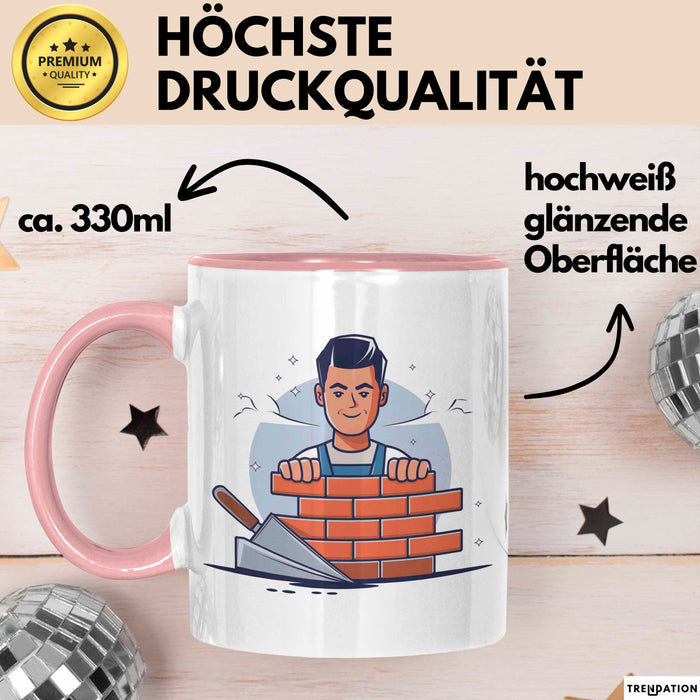 Maurer Tasse Geschenk Lustige Geschenkidee Spruch Für Ziegelbauer Rosa Trendation