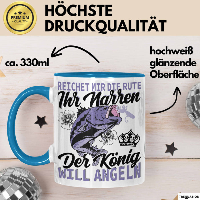 Angler Geschenk Tasse Spruch Männer Angeln Geschenkidee Kaffee-Becher Fischer Angeln Blau Trendation