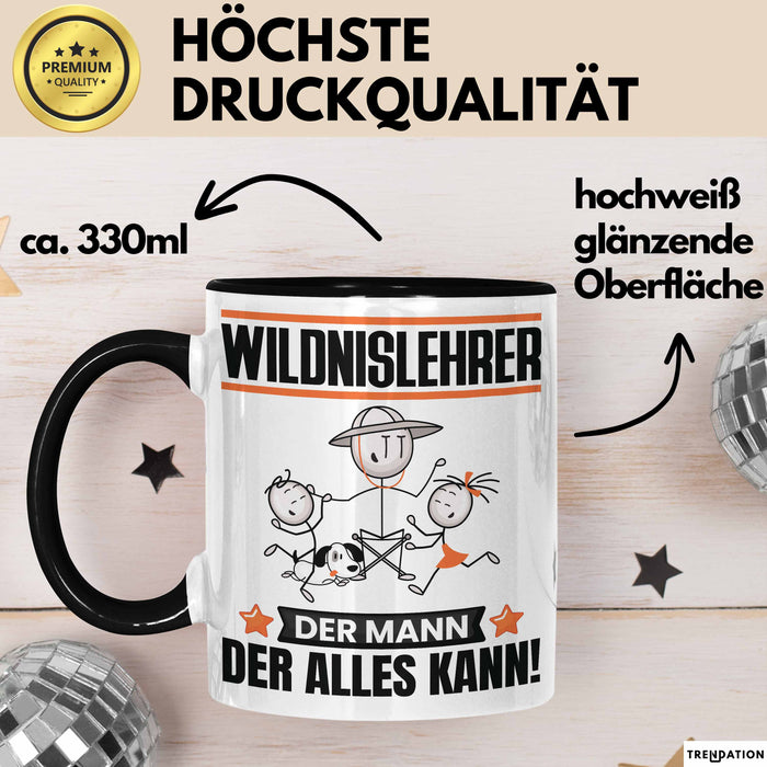 Wildnislehrer Tasse Geschenk für Wildnislehrer Der Mann Der Alles Kann Geschenkidee zum Geburtstag Schwarz Trendation