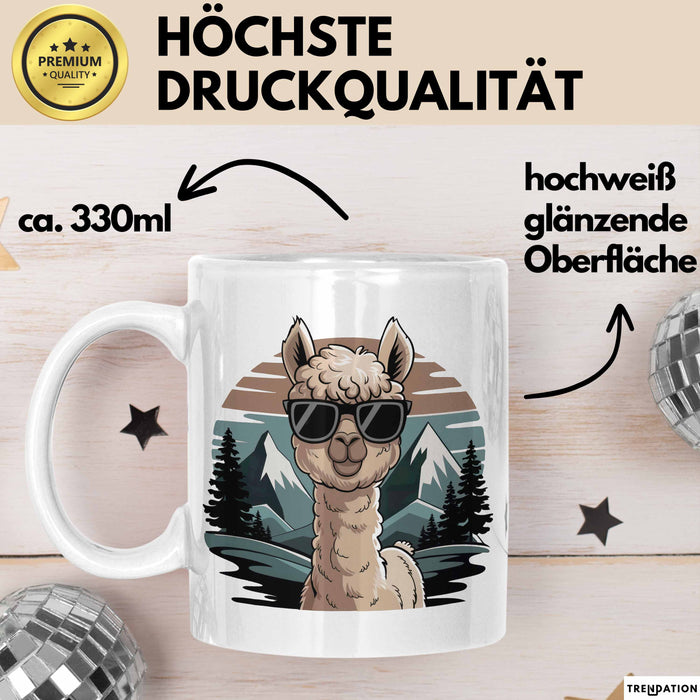 Alpaka Liebhaber Tasse Geschenkidee für Tierfreunde Weiß Trendation