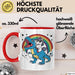 Einhorn Liebhaber Tasse Geschenk Einhorn Reitet Auf Dinosauriere T-Rex Dino Frauen Geschenk Rot Trendation