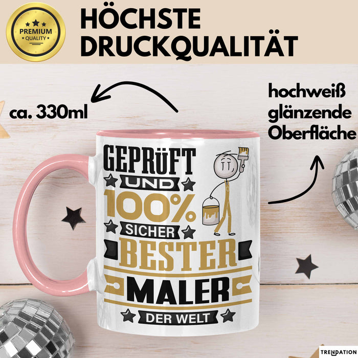 Maler Geschenk Lustiger Spruch für Maler Geschenkidee Bester Maler Der Welt Rosa Trendation