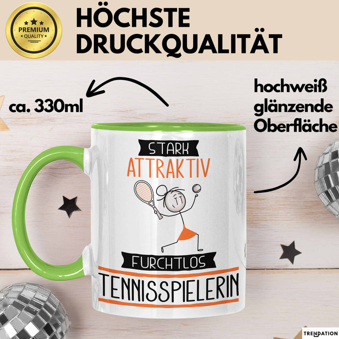 Tennisspielerin Tasse Geschenk Becher Stark Attraktiv Furchtlos Tennisspielerin Lustige Geschenkidee Grün Trendation