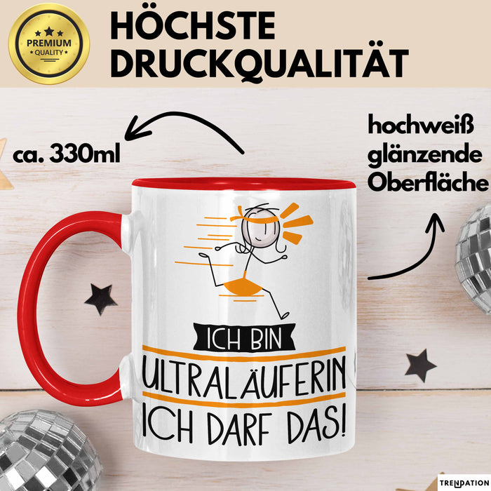 Geschenk für Ultraläuferin Tasse Lustige Geschenkidee Geburtstag Ich Bin Ultraläuferin Ich Darf Das Rot Trendation