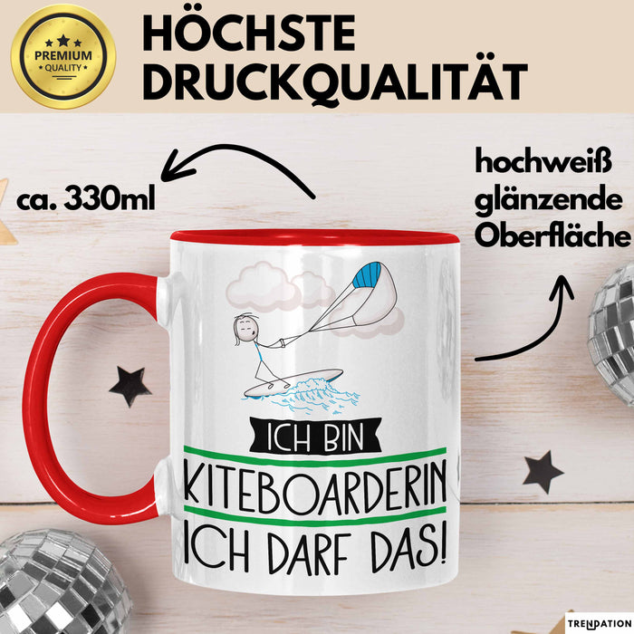 Geschenk für Kiteboarderin Tasse Lustige Geschenkidee Geburtstag Ich Bin Kiteboarderin Ich Darf Das Rot Trendation