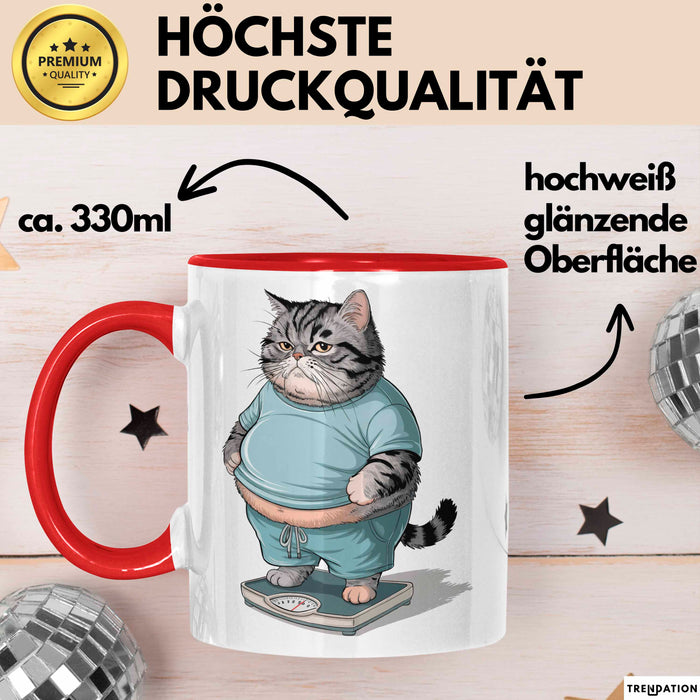 Katzen Tierliebhaber Tasse Geschenk Lustige Geschenkidee Spruch Rot Trendation