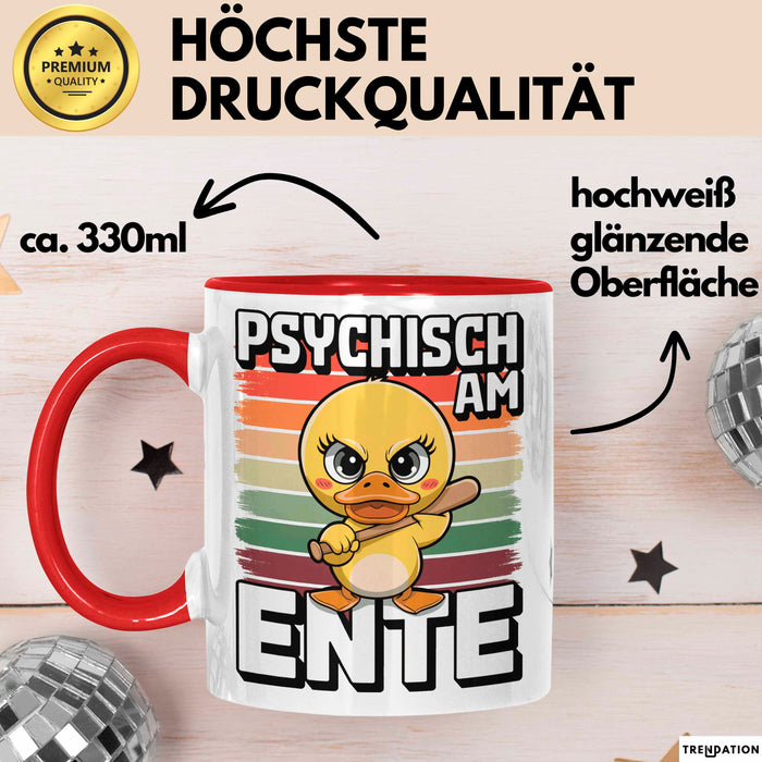 Ente Tier Tasse Geschenk Lustige Geschenkidee Spruch Psychisch Am Ente Rot Trendation