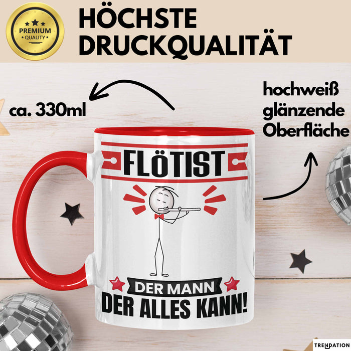 Flötist Tasse Geschenk für Flötist Der Mann Der Alles Kann Geschenkidee zum Geburtstag Rot Trendation