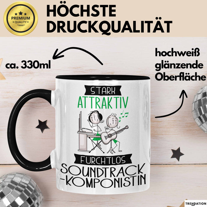 Soundtrack-Komponistin Tasse Geschenk Becher Stark Attraktiv Furchtlos Soundtrack-Komponistin Lustige Geschenkidee Trendation