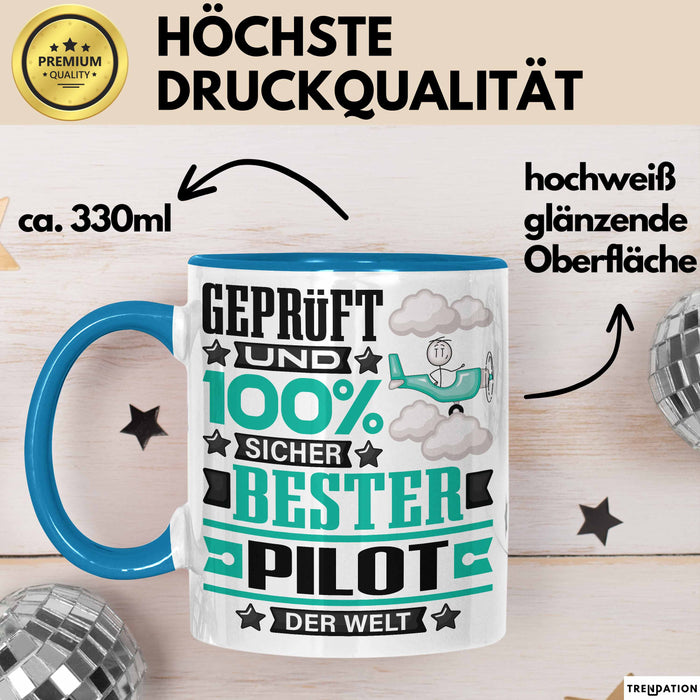 Pilot Geschenk Lustiger Spruch für Pilot Geschenkidee Bester Pilot Der Welt Blau Trendation