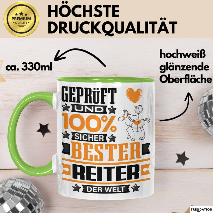 Reiter Geschenk Lustiger Spruch für Reiter Geschenkidee Bester Reiter Der Welt Grün Trendation