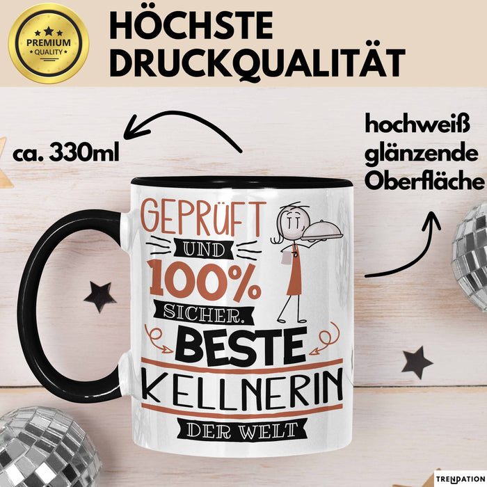 Beste Kellnerin Der Welt Tasse Geschenk für Eine Kellnerin Geprüft Und Sicher Geschenkidee Geburtstag Weihnachten Trendation