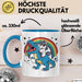 Einhorn Liebhaber Tasse Geschenk Einhorn Reitet Auf Dinosauriere T-Rex Dino Frauen Geschenk Blau Trendation