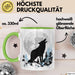 Wolf Tasse Geschenk Heulender Wolf Vollmond Grafik Geschenkidee Grün Trendation