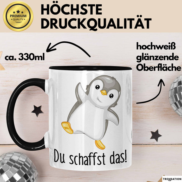 Mut Lustige Tasse Geschenk Süßer Pinguin Design Kaffeebecher Schwarz Trendation