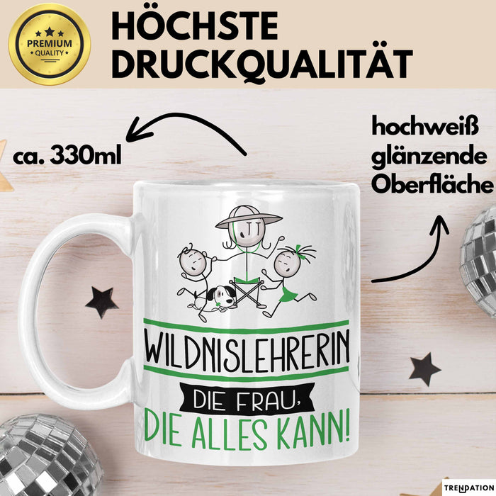 Wildnislehrerin Geschenk Tasse Becher Die Frau Die Allen Kann Geschenkidee für eine Wildnislehrerin Lustig Weiß Trendation