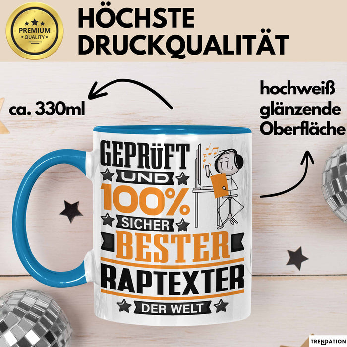 Raptexter Geschenk Lustiger Spruch für Raptexter Geschenkidee Bester Raptexter Der Welt Blau Trendation