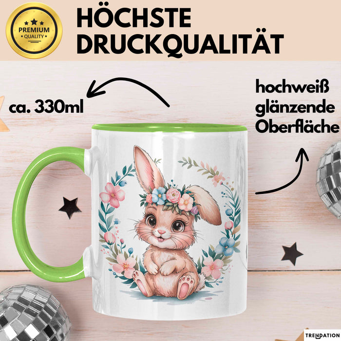 Kaninchen Hase Tierliebhaber Tasse Geschenk Lustige Geschenkidee Spruch Grün Trendation