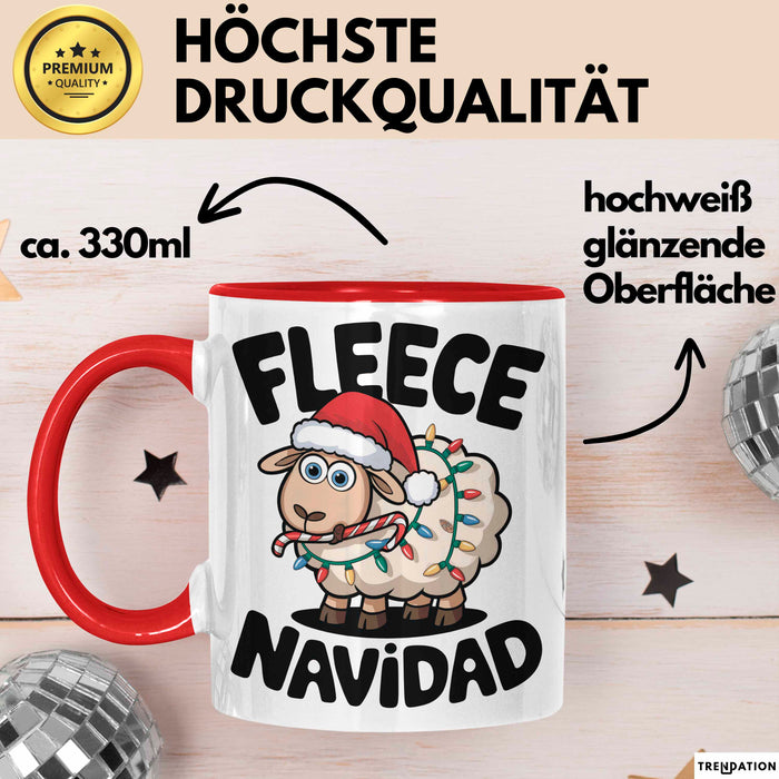 Schaf Tier Bauer Tasse Becher Geschenk Lustige Geschenkidee Spruch Fleece Navidad Rot Trendation