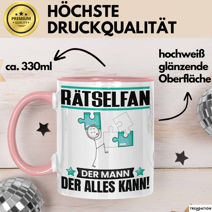Rätselfan Tasse Geschenk für Rätselfan Der Mann Der Alles Kann Geschenkidee zum Geburtstag Rosa Trendation