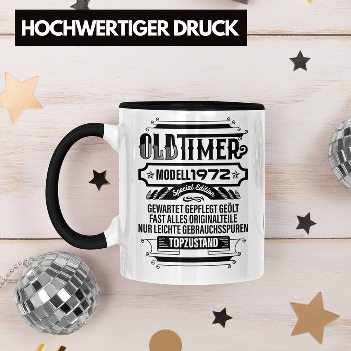 TRENDATION 50. Geburtstag Tasse Frau Mann Geschenk 50er Geschenkidee 50 Mutter Vater Schwarz Trendation