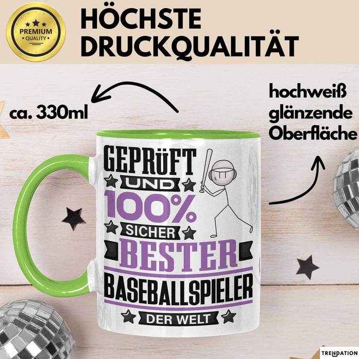 Baseballspieler Geschenk Lustiger Spruch für Baseballspieler Geschenkidee Bester Baseballspieler Der Welt Grün Trendation