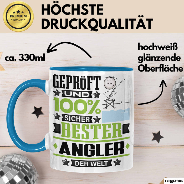 Angler Geschenk Lustiger Spruch für Angler Geschenkidee Bester Angler Der Welt Blau Trendation