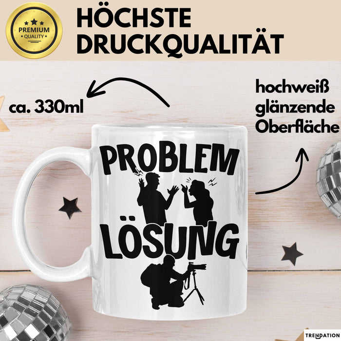 Fotograf Tasse Geschenk für Fotograf Männer Geschenkidee Problem und Lösung Fotografieren Weiß Trendation