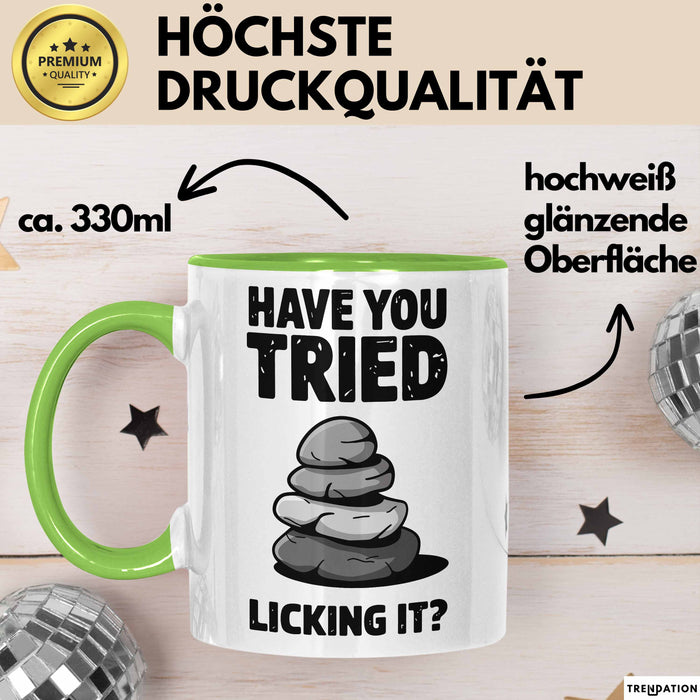 Geologie Liebhaber Geologe Tasse Geschenk Lustige Geschenkidee Spruch Hast Du Versucht Es Zu Lecken Grün Trendation