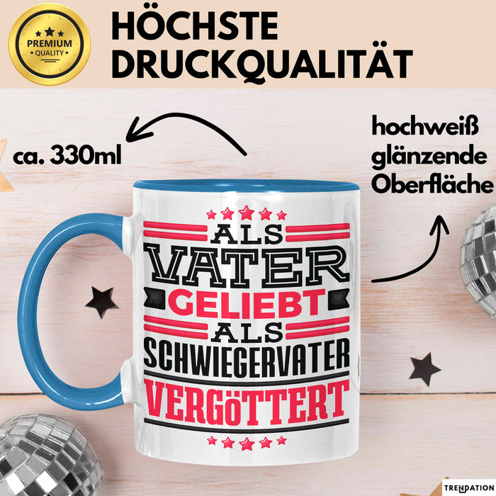 Schwiegervater Tasse Geschenk Geburtstag Bester Schwiegerpapa Geschenkidee Becher Blau Trendation