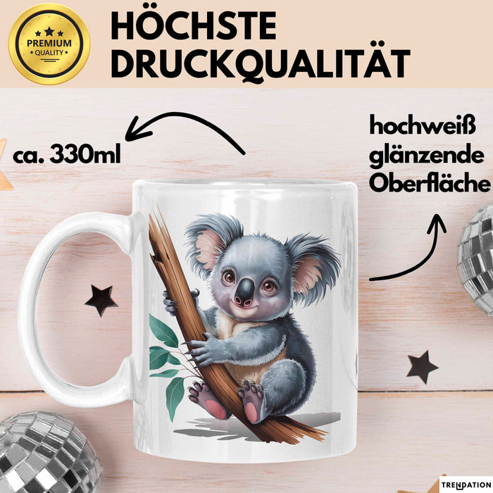 Koala Tierliebhaber Tasse Geschenk Lustige Geschenkidee Spruch Weiß Trendation