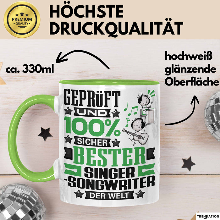 Singer-Songwriter Geschenk Lustiger Spruch für Singer-Songwriter Geschenkidee Bester Singer-Songwriter Der Welt Grün Trendation