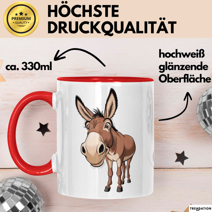 Eselbauer Esel Tier Gesicht Tasse Geschenk Lustige Geschenkidee Spruch Rot Trendation