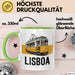 Lissabon Portugal Tasse Geschenk Lustige Geschenkidee Spruch Seilbahn Reise Straßenbahn Grün Trendation