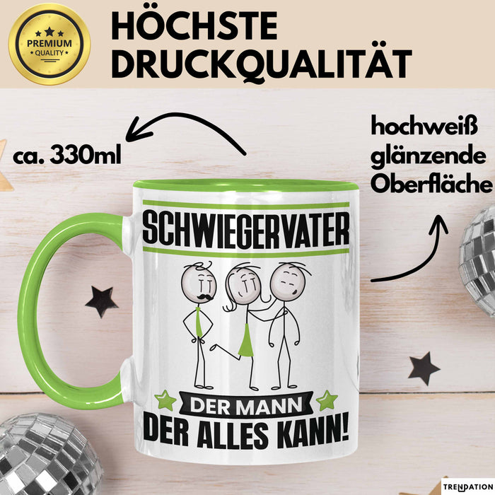 Schwiegervater Tasse Geschenk für Schwiegervater Der Mann Der Alles Kann Geschenkidee zum Geburtstag Grün Trendation