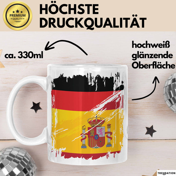 Deutsch Spanier Tasse Geschenk Lustiger Becher Geschenkidee Spanien Kaffee-Becher Weiß Trendation