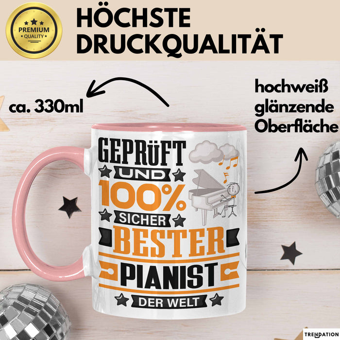 Pianist Geschenk Lustiger Spruch für Pianist Geschenkidee Bester Pianist Der Welt Rosa Trendation