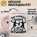 Handball Geschenk Tasse Geschenkidee Handball-Spieler Handballspielerin Mädchen Jungs Kaffee-Becher Zum Handball Geboren Zur Schule Gezwungen Rosa Trendation