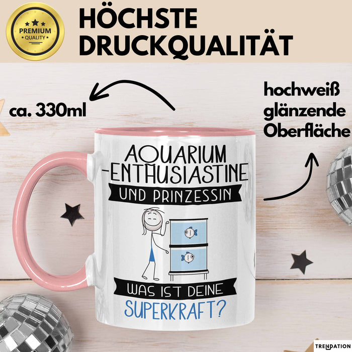 Aquarium-Enthusiastin Und Prinzessin Tasse Geschenk Für Eine Aquarium-Enthusiastin Geburtstag Was Ist Deine Superkraft Rosa Trendation