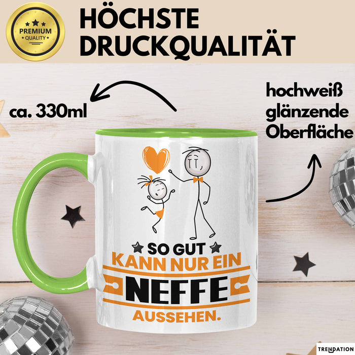 Neffe Geschenk Tasse So Gut Kann Nur Ein Neffe Aussehen Geschenkidee Kaffee-Becher Grün Trendation