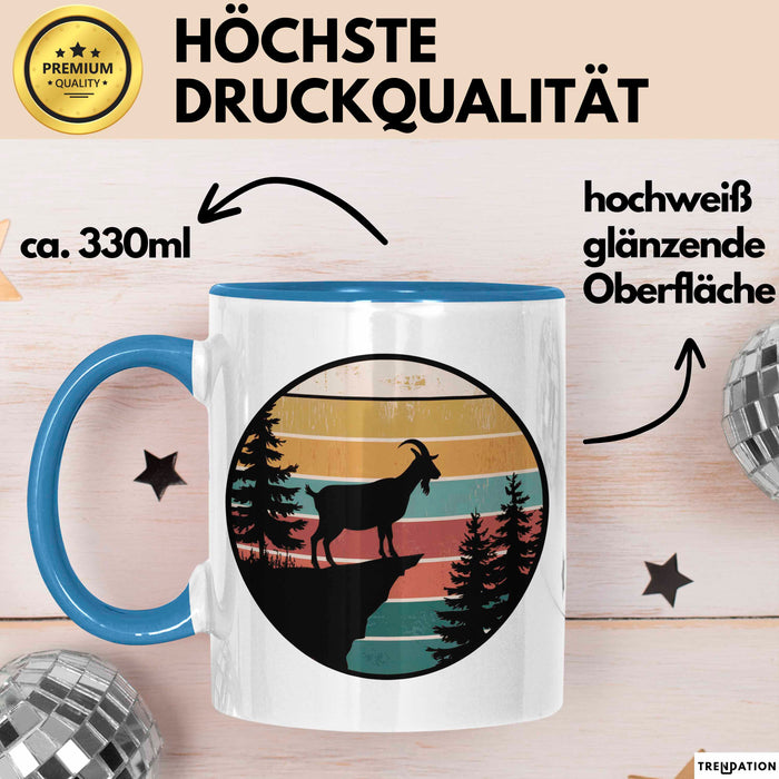 Ziegenbauer Ziegen Tier Retro Tasse Geschenk Lustige Geschenkidee Spruch Blau Trendation