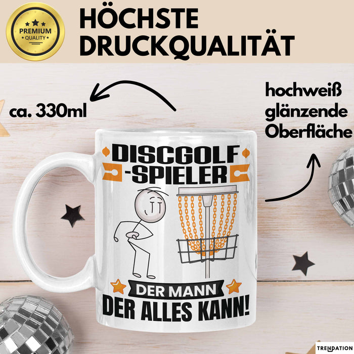 Discgolf-Spieler Tasse Geschenk für Discgolf-Spieler Der Mann Der Alles Kann Geschenkidee zum Geburtstag Weiß Trendation