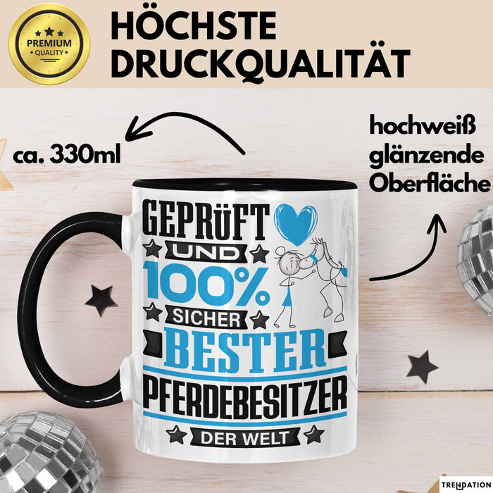 Pferdebesitzer Geschenk Lustiger Spruch für Pferdebesitzer Geschenkidee Bester Pferdebesitzer Der Welt Schwarz Trendation