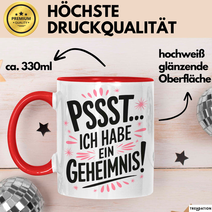 Big Sister Ältere Geschwister Schwestern Tasse Becher Geschenk Lustige Geschenkidee Spruch Ich Habe Ein Geheimnis Rot Trendation