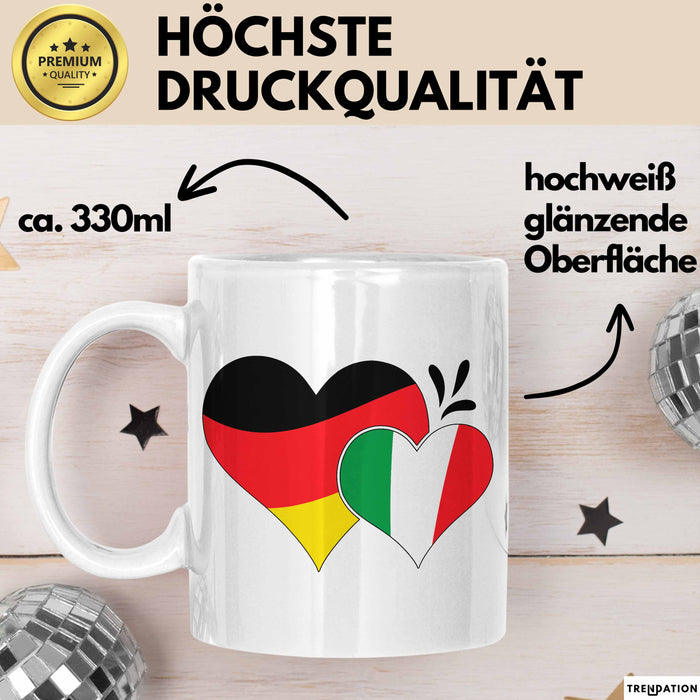 Deutschland Italien Tasse Geschenk Halb Italiener Deutsche Geschenkidee Fußball 2025 Weiß Trendation