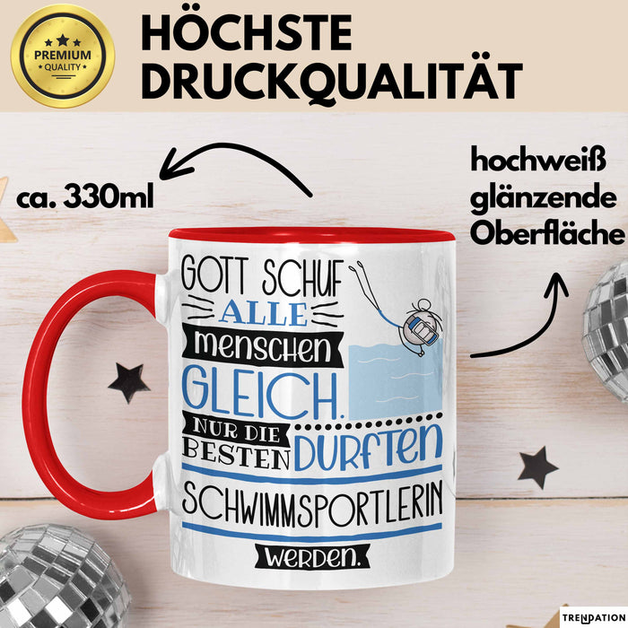 Schwimmsportlerin Geschenk Becher Tasse Gott Schuf Alle Menschen Gleich Nur Die Besten Durfeten Schwimmsportlerin Werden Geschenkidee Lustig Rot Trendation