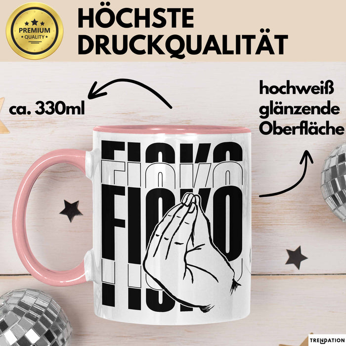 Italiener Geschenk Tasse Ficko Italienische Handbewegeung Kaffee-Becher Rosa Trendation
