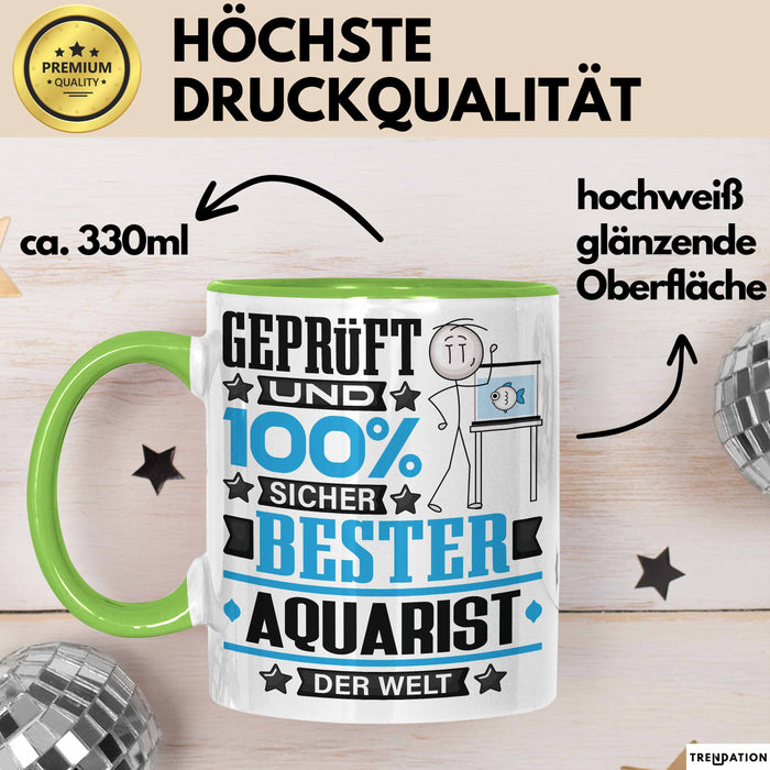 Aquarist Geschenk Lustiger Spruch für Aquarist Geschenkidee Bester Aquarist Der Welt Grün Trendation