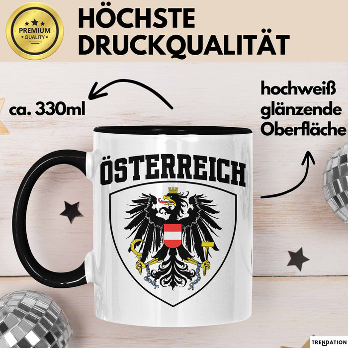 Österreich Tasse Geschenk Flagge Austria Schwarz Trendation